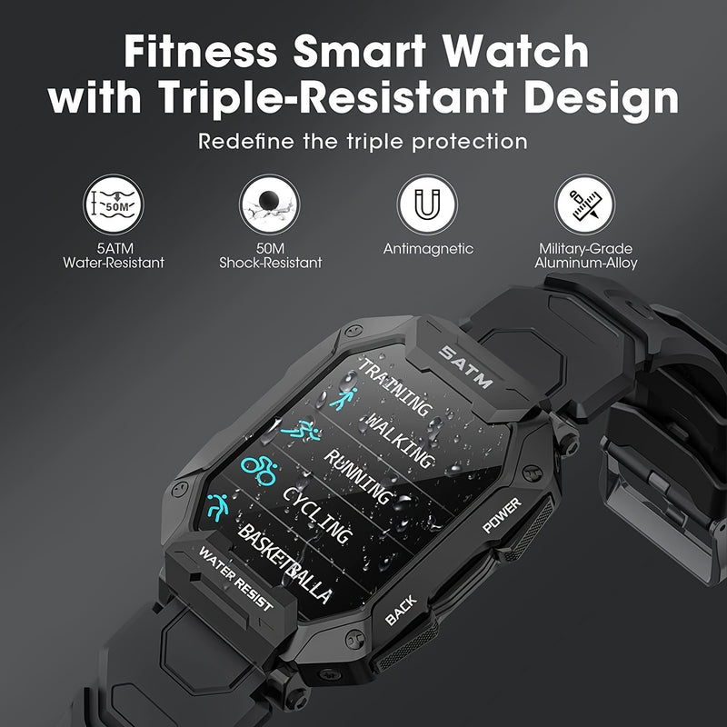 Fitness Tracker With Blood Pressure Tactical Smartwatch