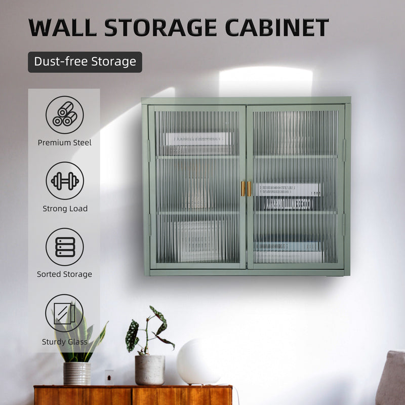 Retro Style Haze Double Glass Door Wall Cabinet