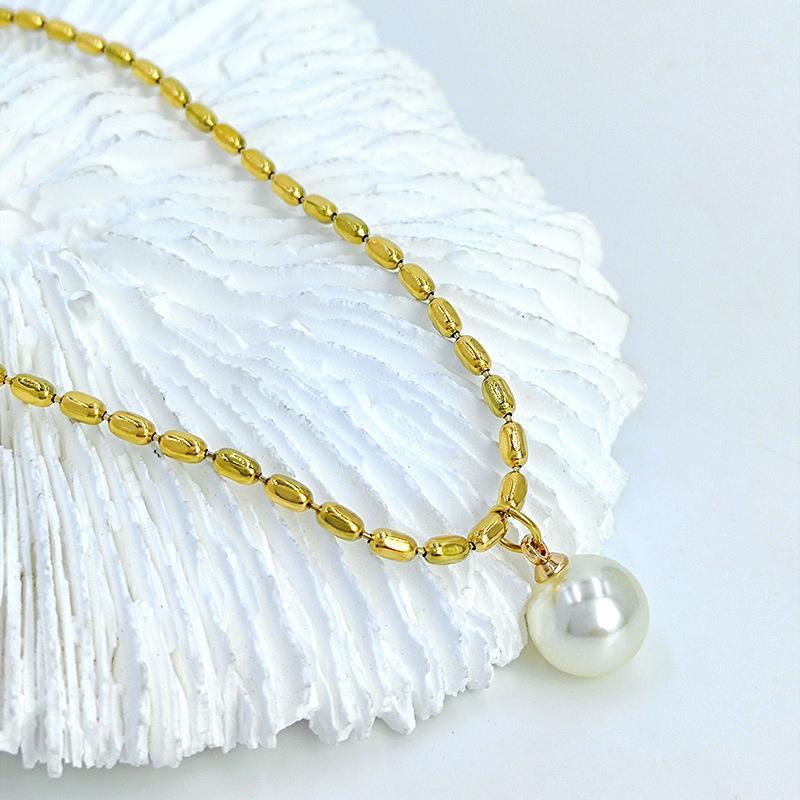 Gold Millet Grain Pearl Collarbone Necklace