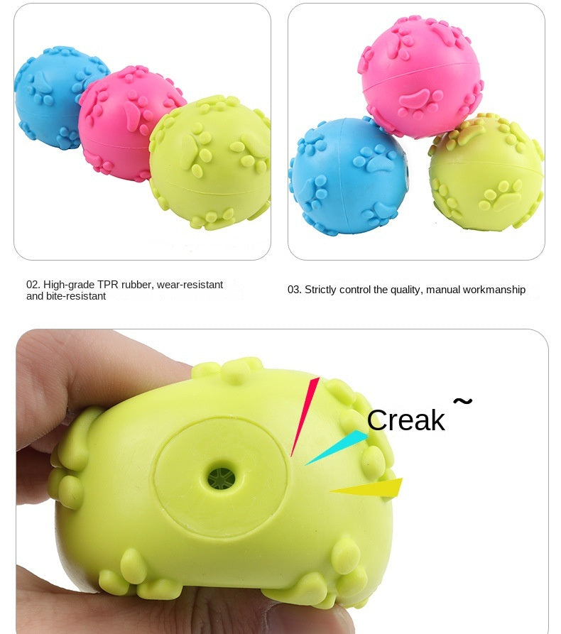 3pcs Pet Dog Toy Footprint toy Ball 6cm Sounding Toy Ball Rubber