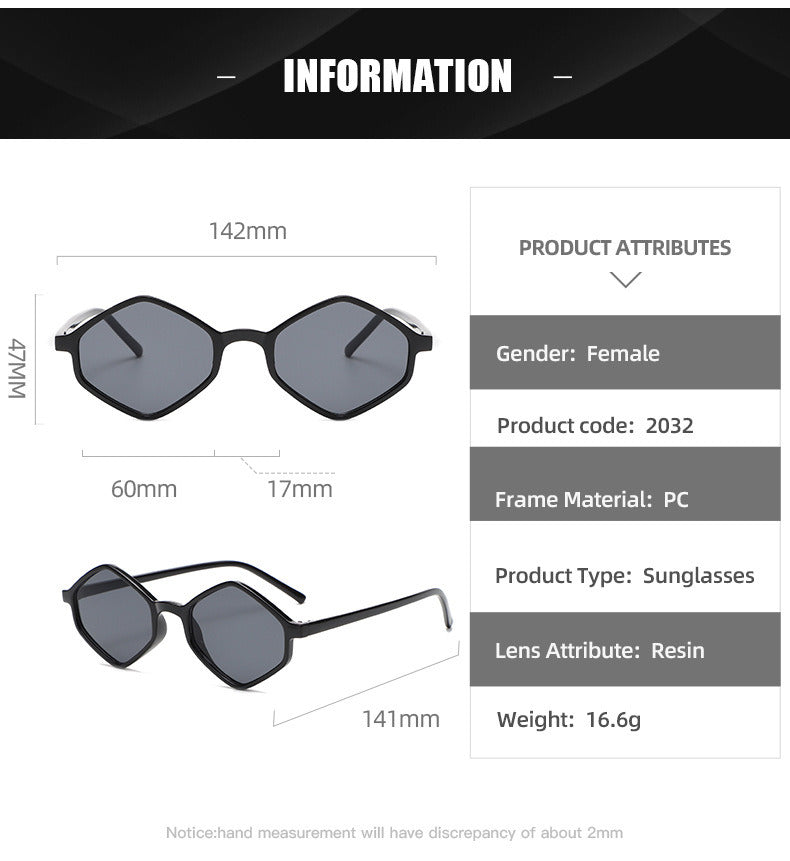 Rhombus Glasses Retro Black Sunglass