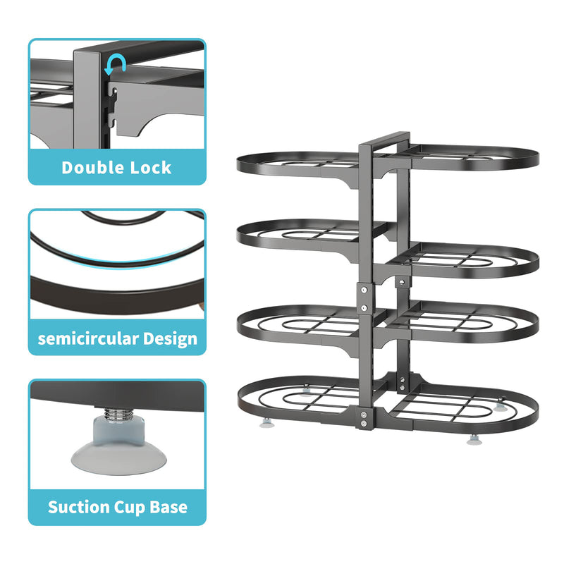 8 Tier Pots and Pans Lid Organizer Adjustable Pot Organizer Rack