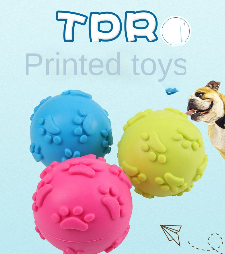 3pcs Pet Dog Toy Footprint toy Ball 6cm Sounding Toy Ball Rubber