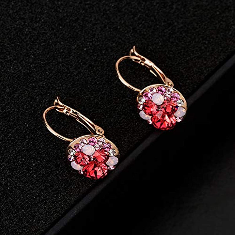 Multicolored Austrian Crystal Lever Back Earrings