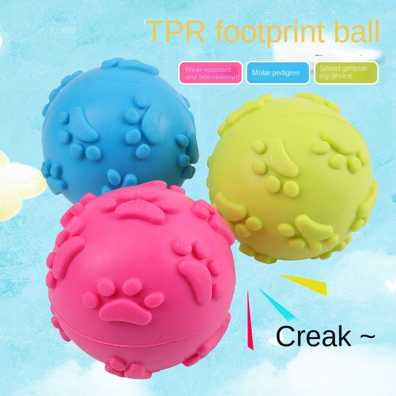 3pcs Pet Dog Toy Footprint toy Ball 6cm Sounding Toy Ball Rubber