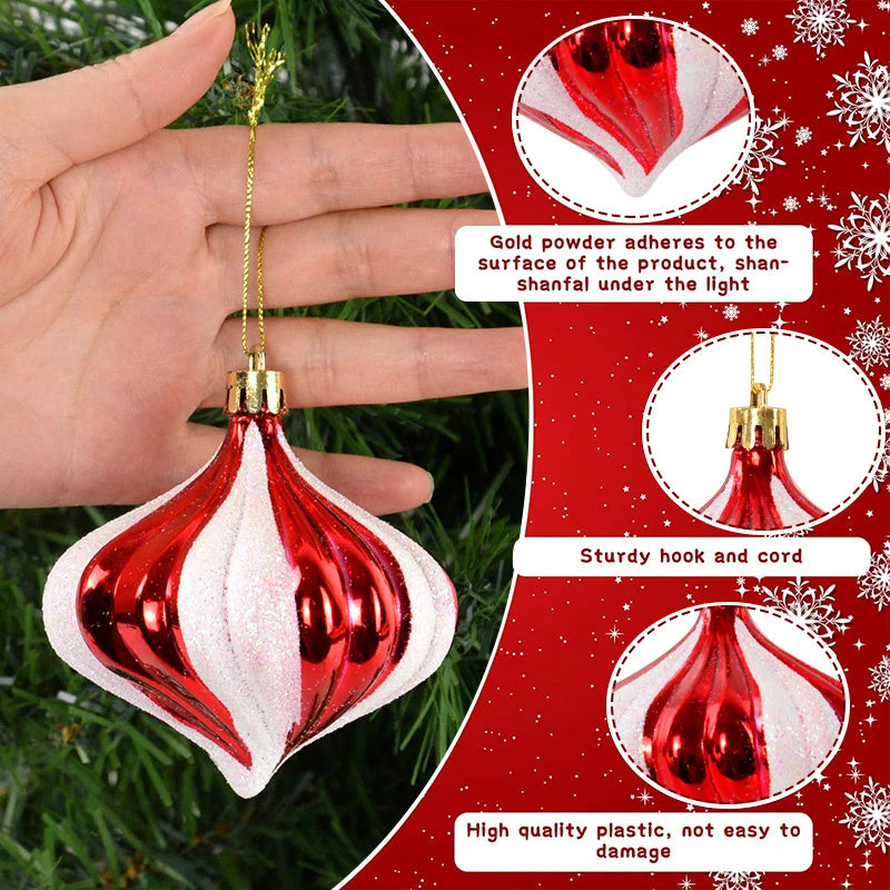 14pcs/box Christmas Ball Ornaments Red Candy Cane