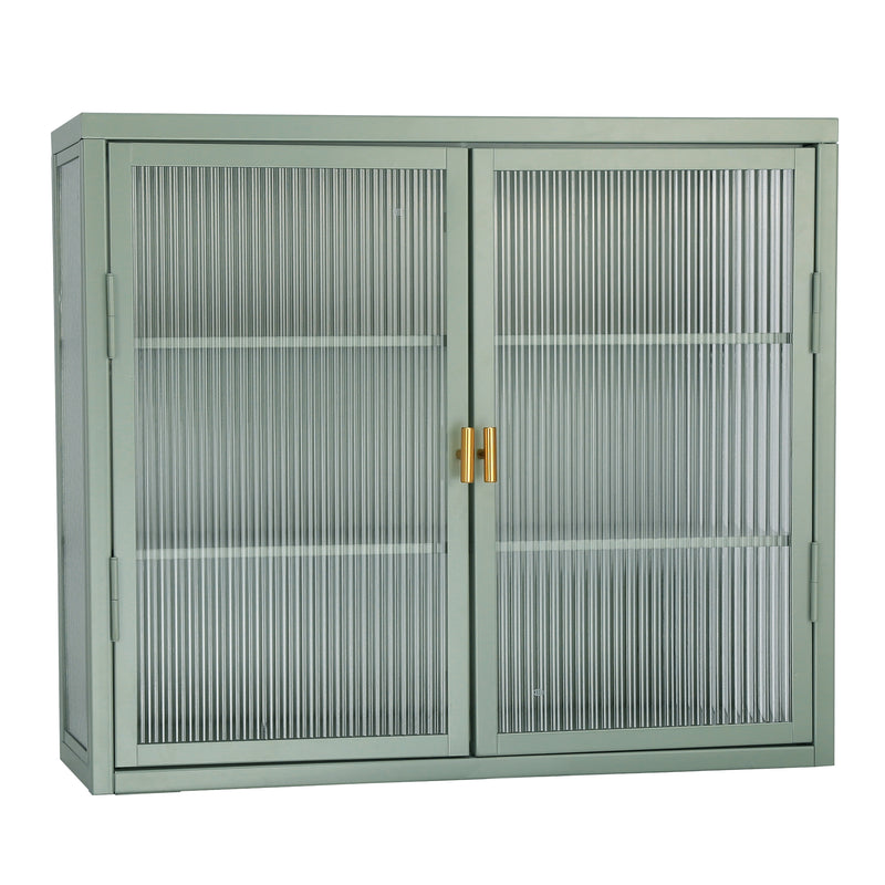 Retro Style Haze Double Glass Door Wall Cabinet