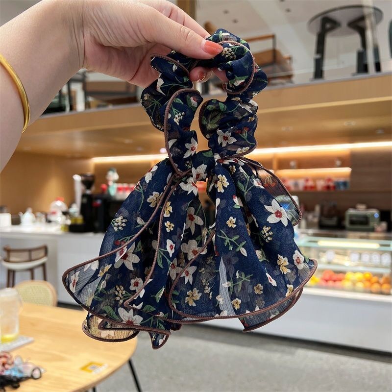 Tulip Embroidered Scrunchie With Hair Rope Rubber Band