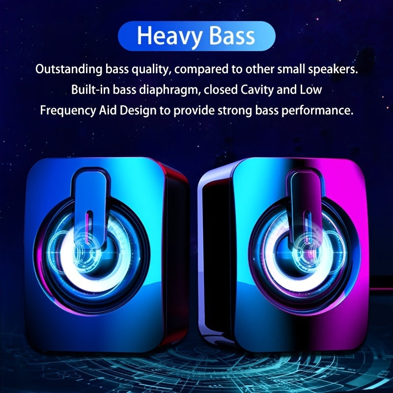 Microphone USB Cable Desktop Computer Speaker With LED Light