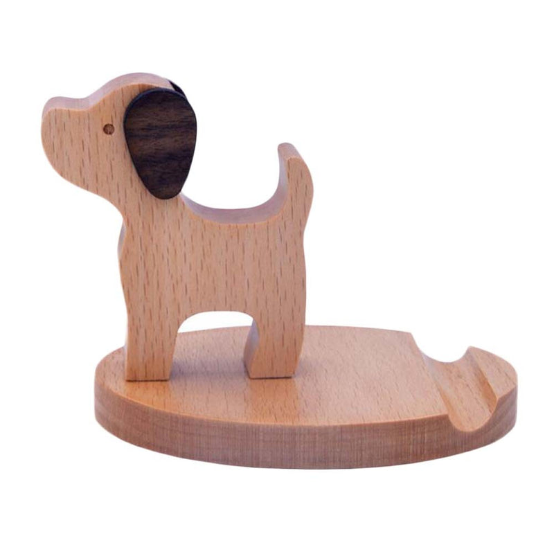 Wooden Cute Dog Desktop Bedside Cell Phone Holder