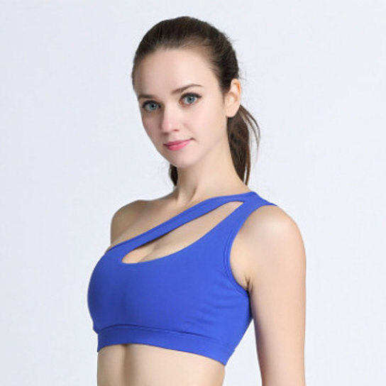 Sexy One Shoulder Solid Sports Fitness Yoga Bras