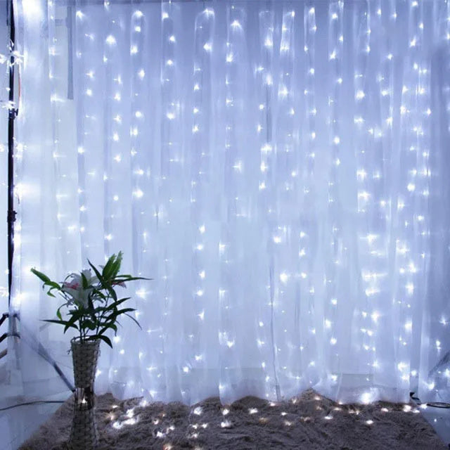 Christmas Lights Curtain Garland Merry Decorations