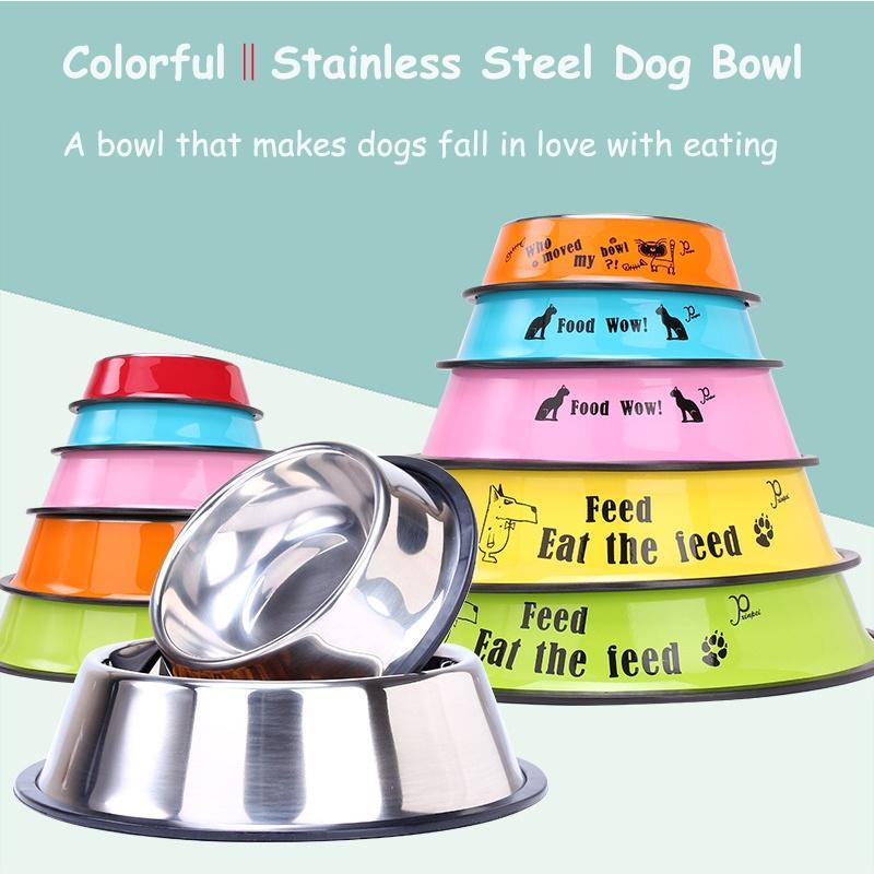 Pet Feeding Stainless Steel Non-slip Dog Bowl