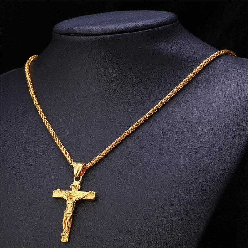 Jesus Cross Necklace Cross Jewelry Gold Plated Pendant Classic Necklaces