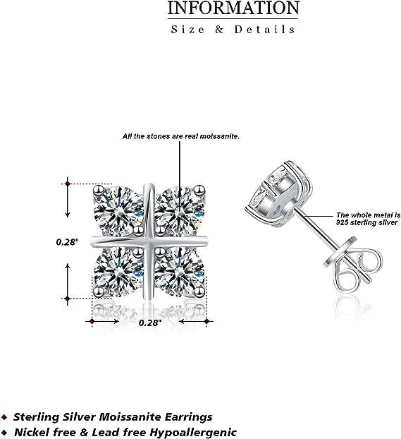 925 Sterling Silver 0.4ct Moissanite Stud Earrings