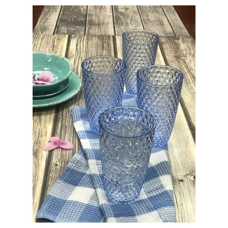 Diamond Cut Acrylic Plastic Drinking Glasses