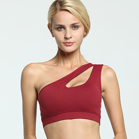 Sexy One Shoulder Solid Sports Fitness Yoga Bras