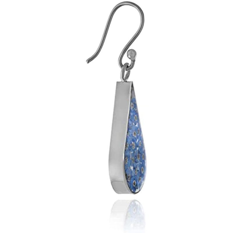 Sterling Silver Pressed Flower Teardrop Earrings