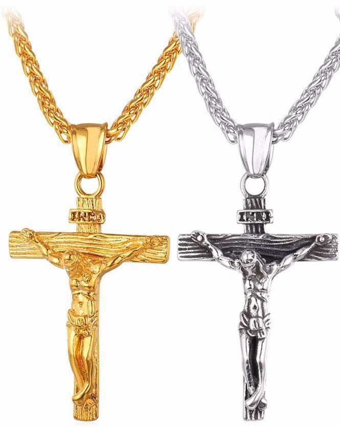 Jesus Cross Necklace Cross Jewelry Gold Plated Pendant Classic Necklaces