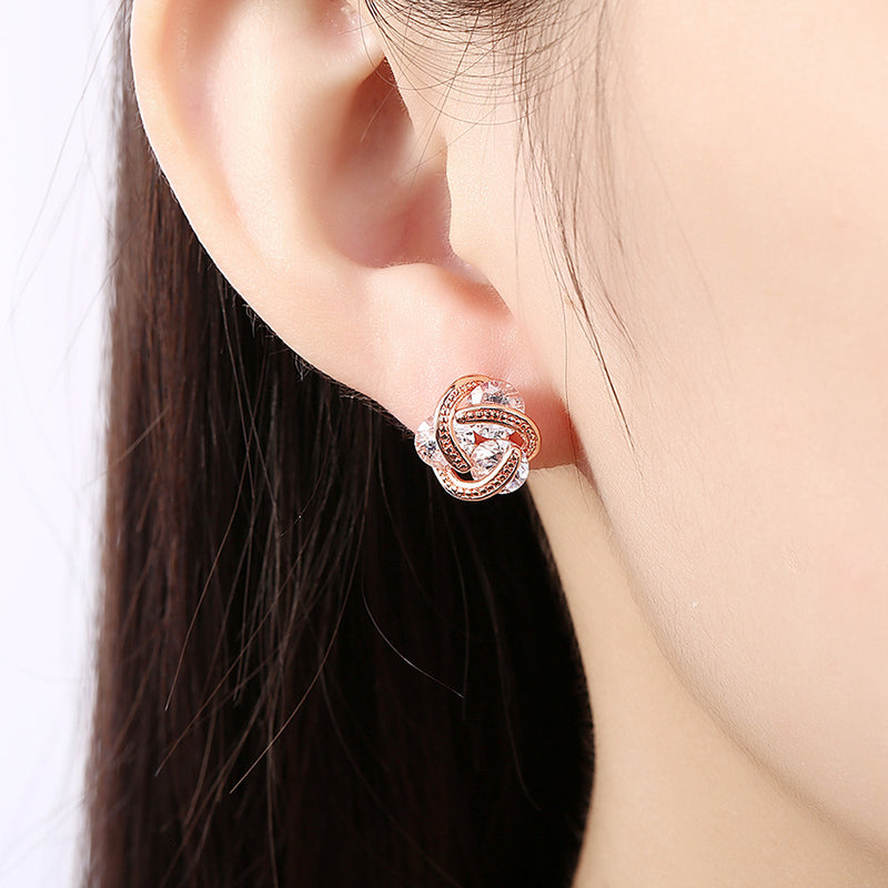 Three Bling Round  Stud Earrings