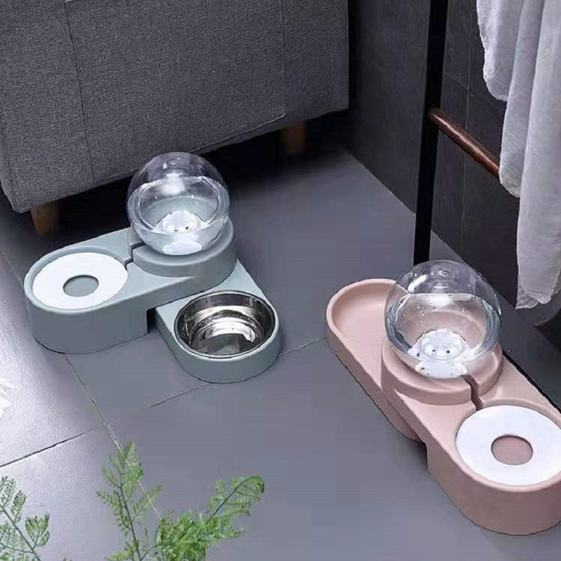 Large Pet Feeder Automatic Drinking Fountain and Food Bowl