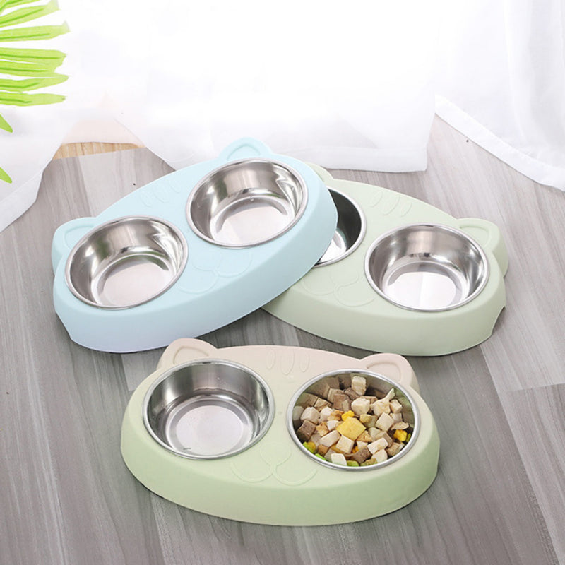 Pet Double Stainless Steel Pet Food Water Bowl