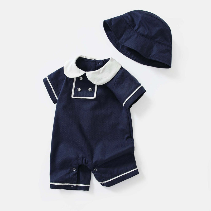 Baby Girl College Style Romper Combo Sun Hat