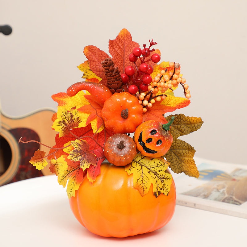 Decorative Pumpkin Maple Flowers Harvest Decor Table