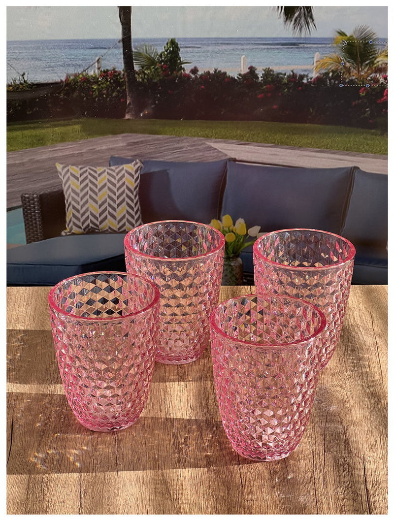 Diamond Cut Acrylic Free Cocktail Glasses Drinkware Set