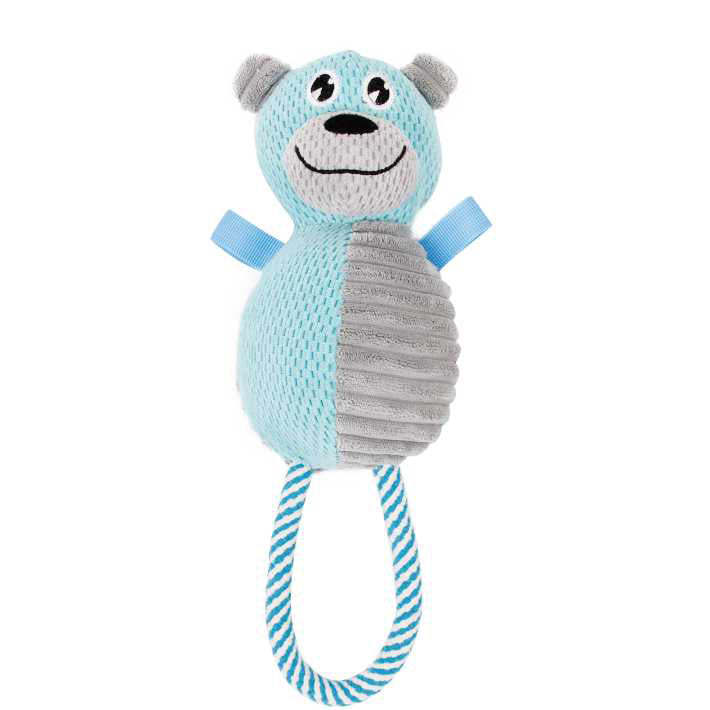 Pet Life Plush Huggabear Natural Jute And Squeak Chew Tugging Dog Toy