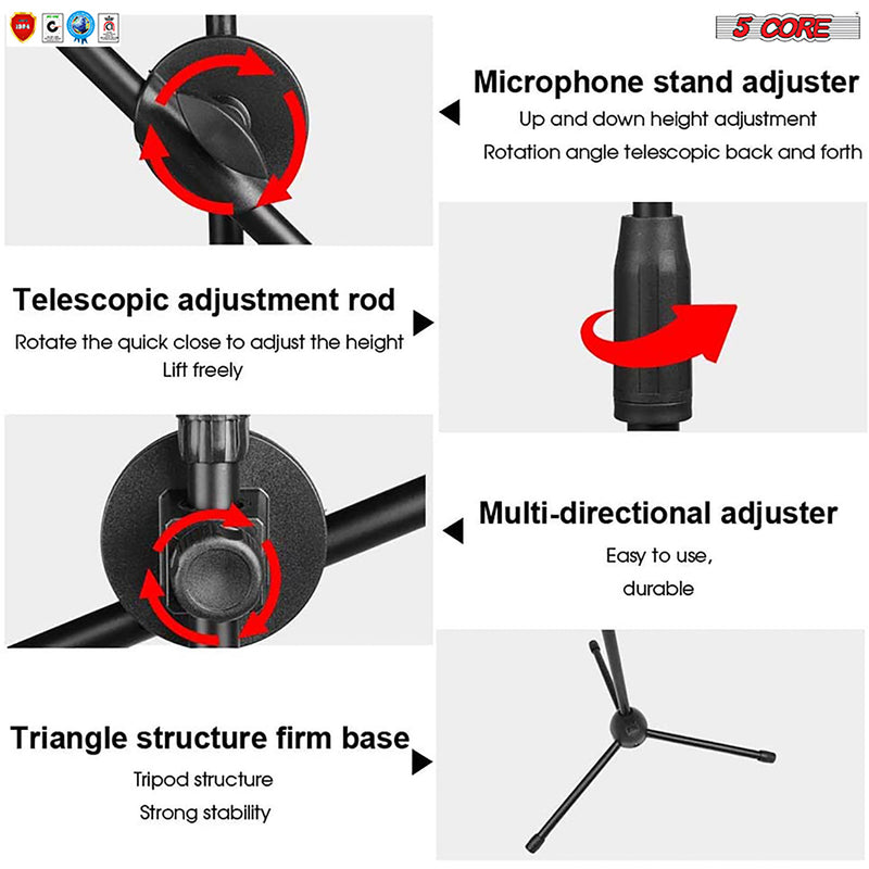 Microphone Stand + Phone Holder Floor Boom Mic Stand Gooseneck + Tablet Holder