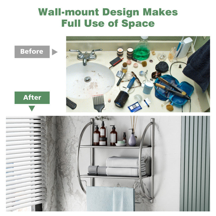 Wall Mount Shower Organizer Towel Storage Rack