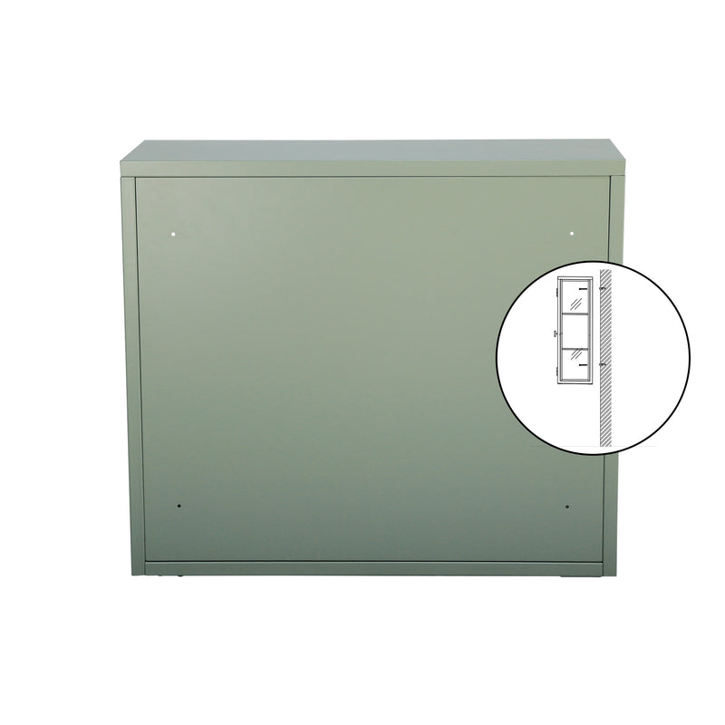 Retro Style Haze Double Glass Door Wall Cabinet