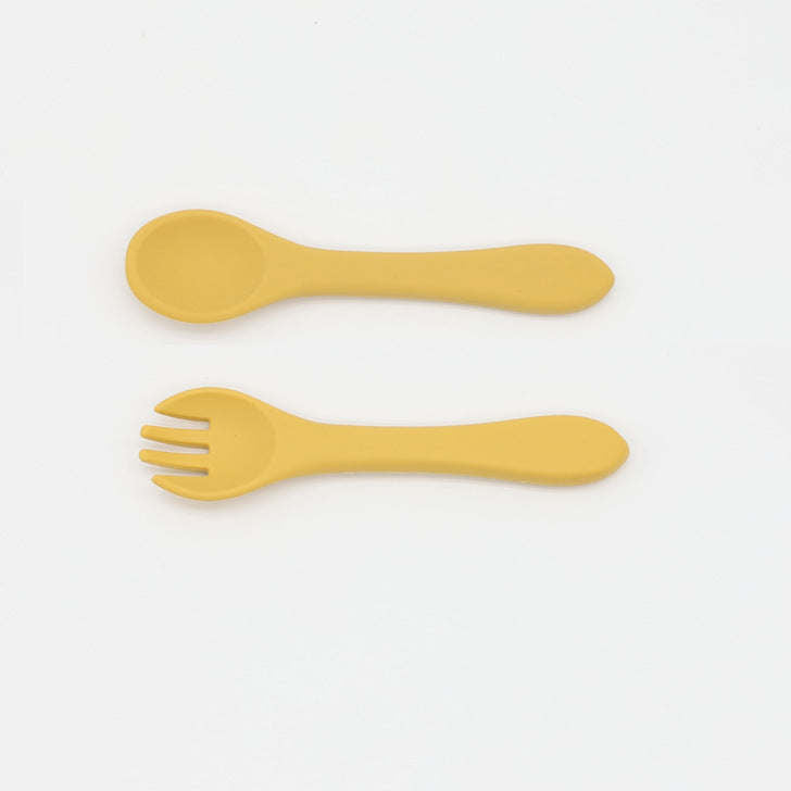 Baby Food Grade Complementary Food Training Silicone Spoon Fork Sets