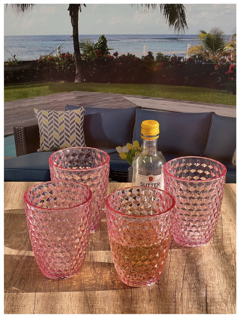 Diamond Cut Acrylic Free Cocktail Glasses Drinkware Set