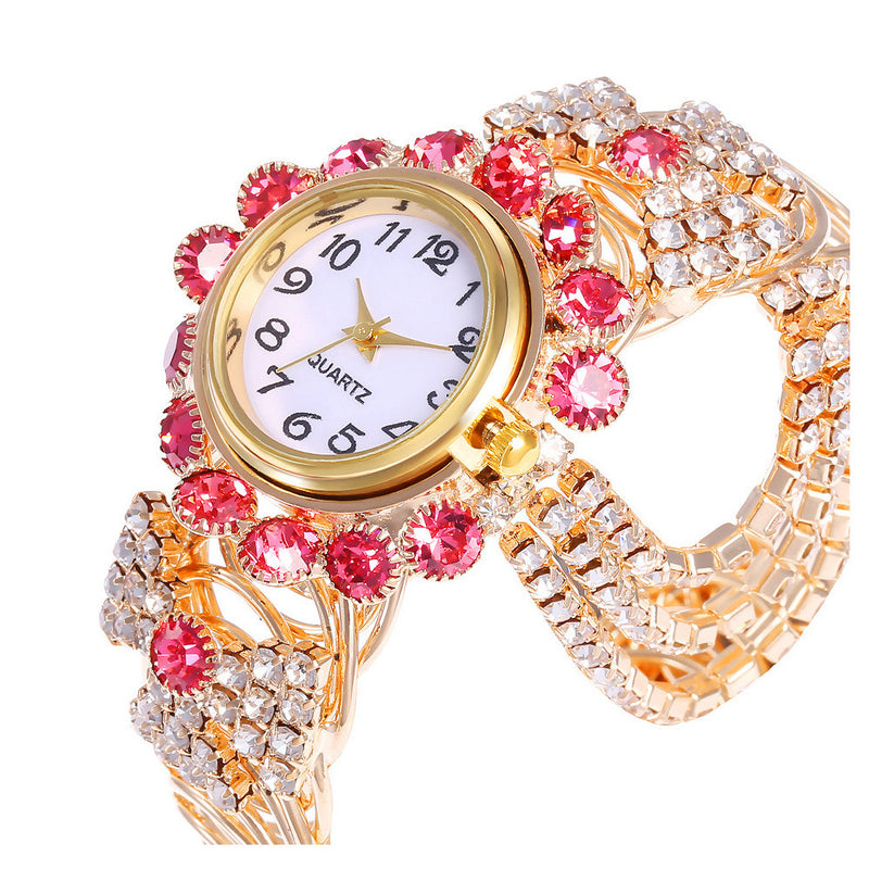 Ladies Diamond Temperament Quartz Watch Fashion Alloy Bracelet Watch