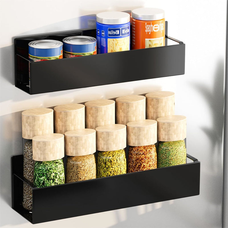 2 Pack Magnetic Spice Storage Rack Organizer for Refrigerator and Oven