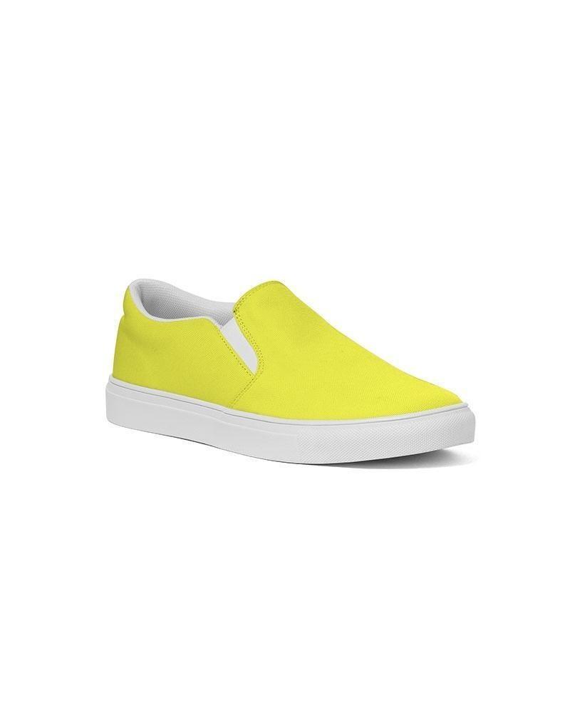 Men's Athletic Sneakers, Yellow Low Top Canvas Sports Shoes