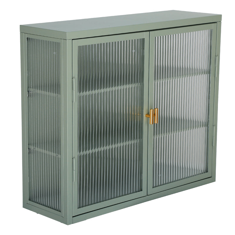 Retro Style Haze Double Glass Door Wall Cabinet