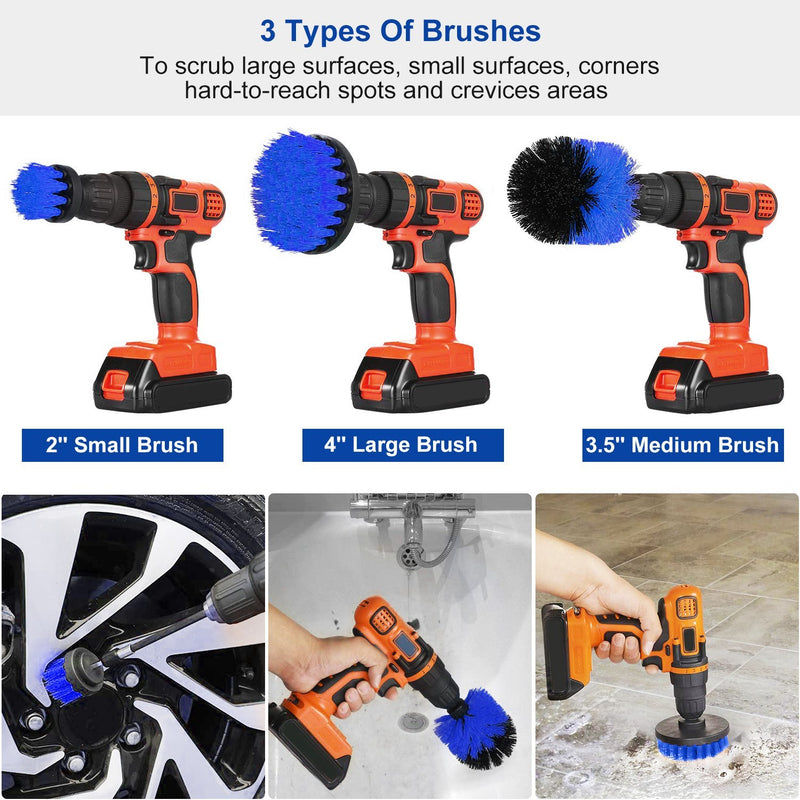 3Pcs/Set Drill Power Scrubber Cleaning Brush