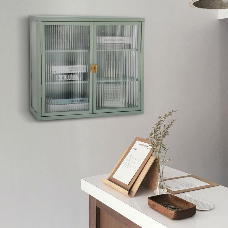 Retro Style Haze Double Glass Door Wall Cabinet