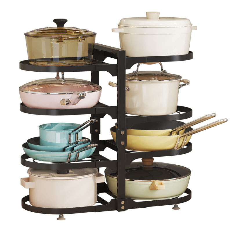 8 Tier Pots and Pans Lid Organizer Adjustable Pot Organizer Rack