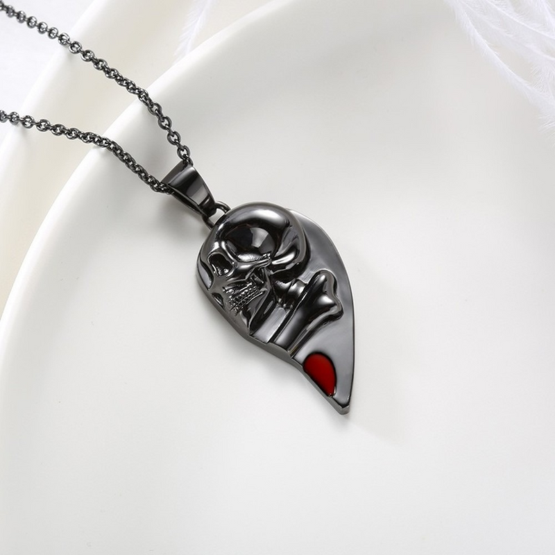 Magnetic Splicing Love Skull Couple Necklace