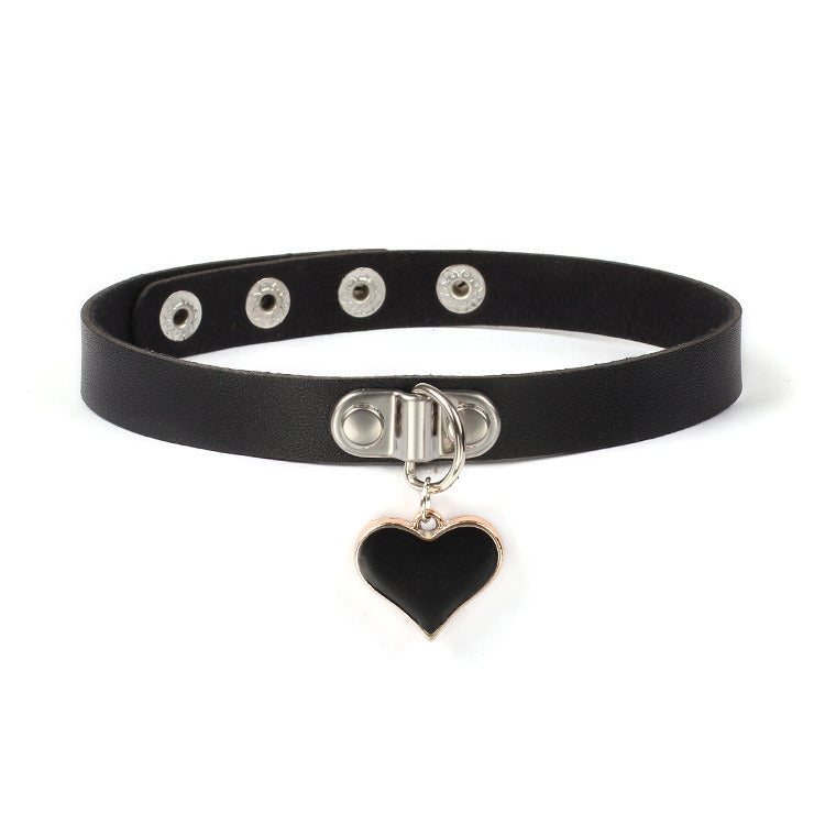 Leather Dark Neckband Collarbone Necklace