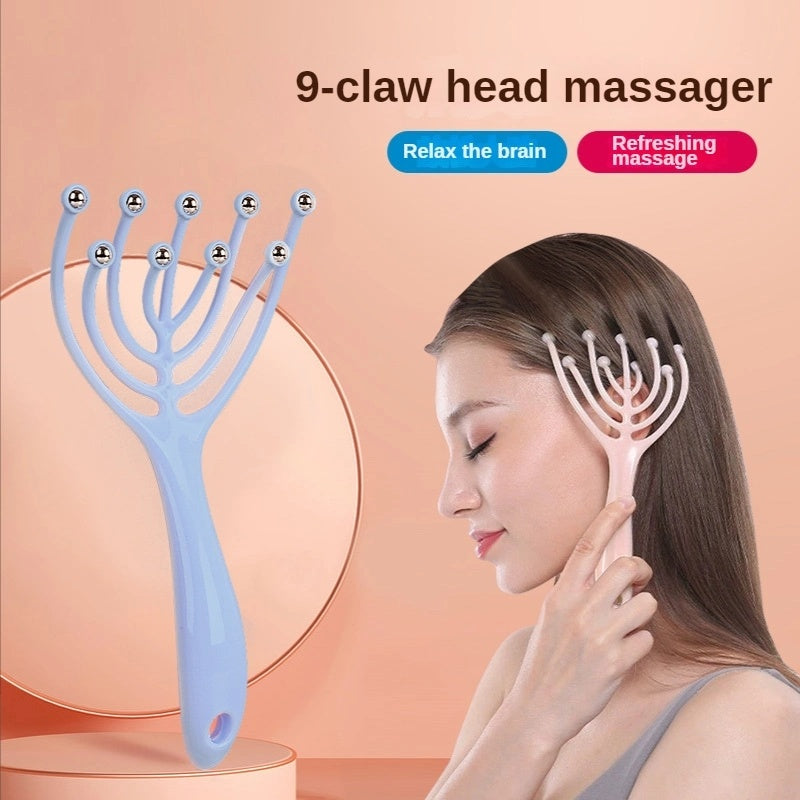 Head Massager with 9 Claws for Deep Stress Relaxation and Hair Care