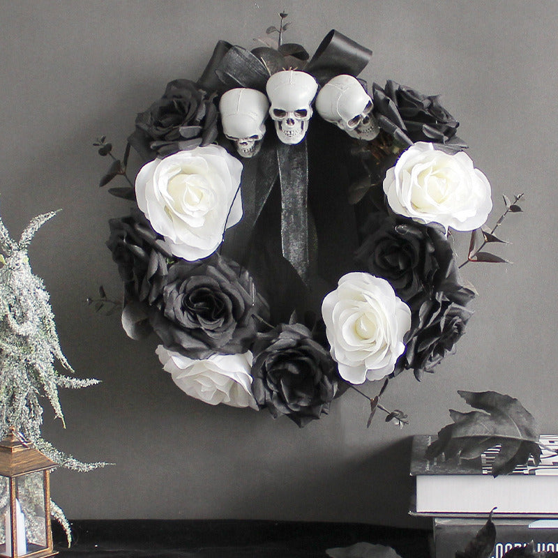 Halloween Ghost Door Hanging Skull Rose