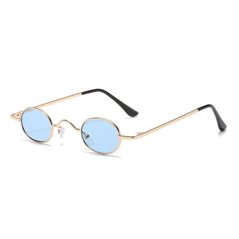 Small Frame Oval Ocean Blue Lens Sun Glasses