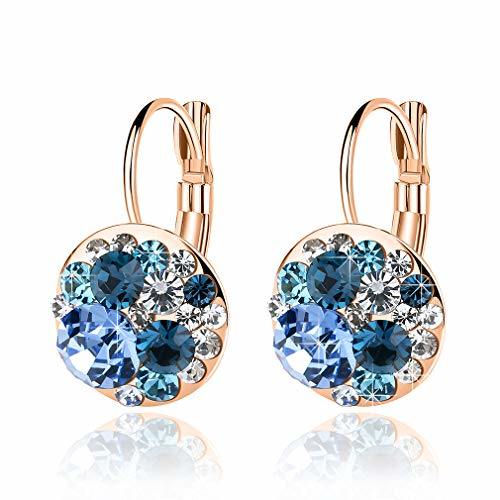 Multicolored Austrian Crystal Leverback Earrings