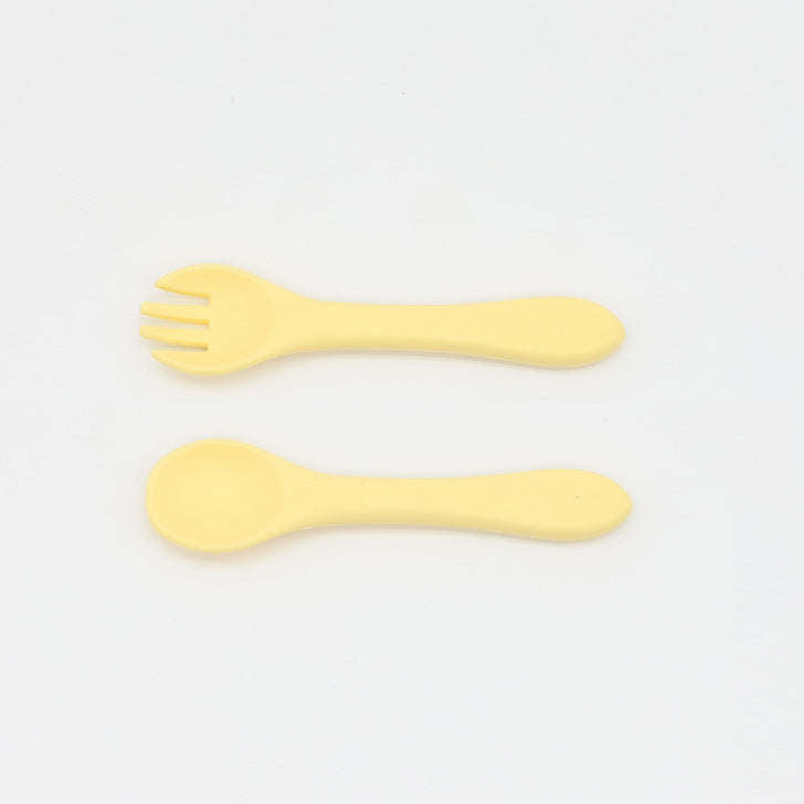 Baby Food Grade Complementary Food Training Silicone Spoon Fork Sets