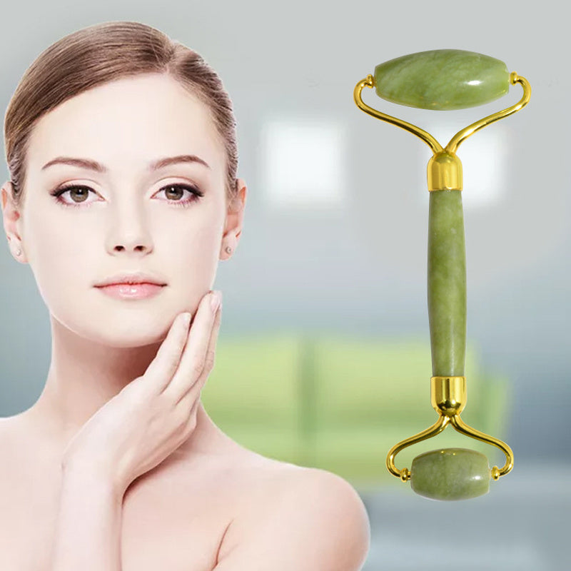 Face Roller Gua Sha Scraper Double Heads Jade Stone Roller Skin Care Rose